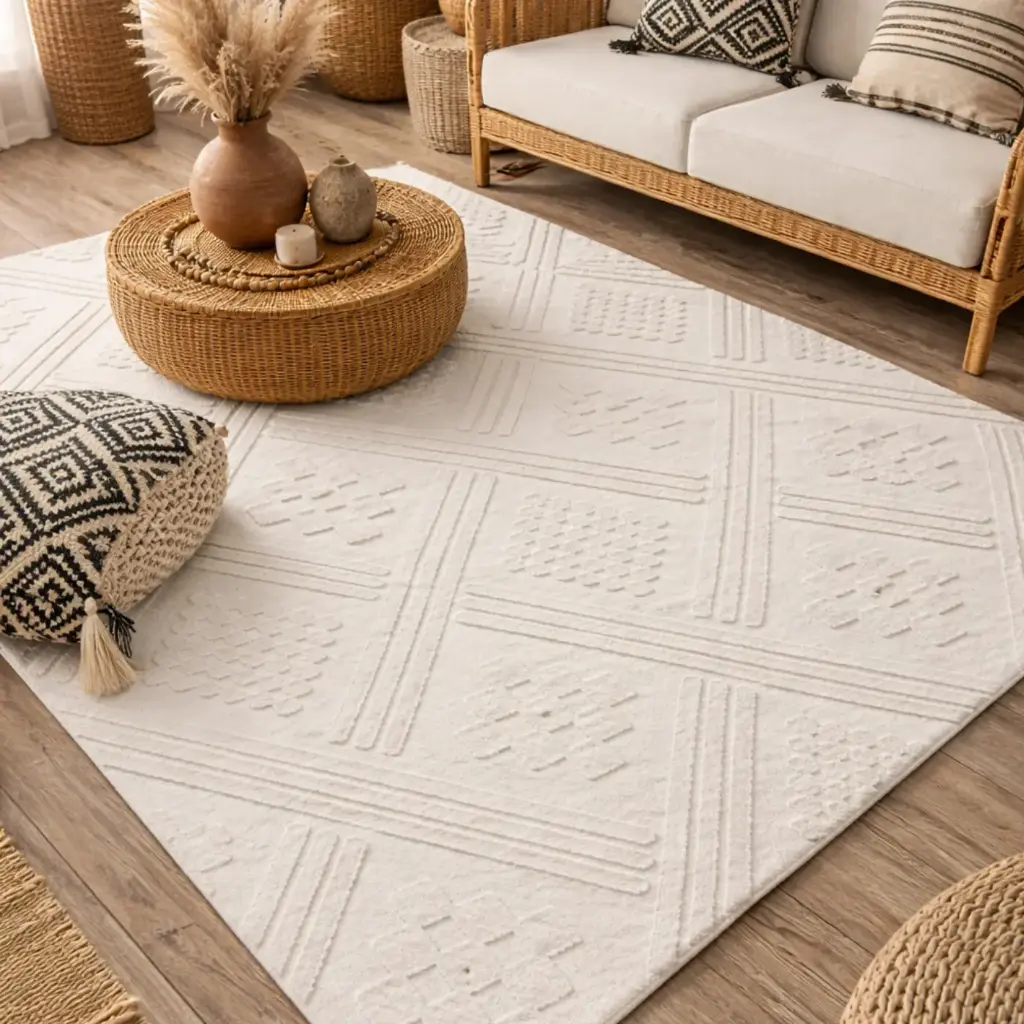 Tapis 120*160cm - "BURGOS" Blanc cassé