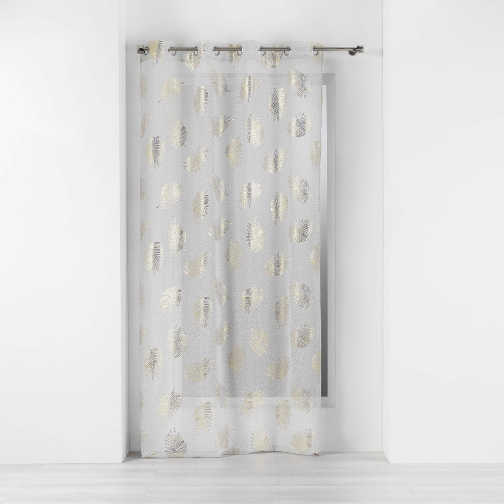 Panneau a oeillets 140 x 240 cm voile sable imprime metallise sunny gold