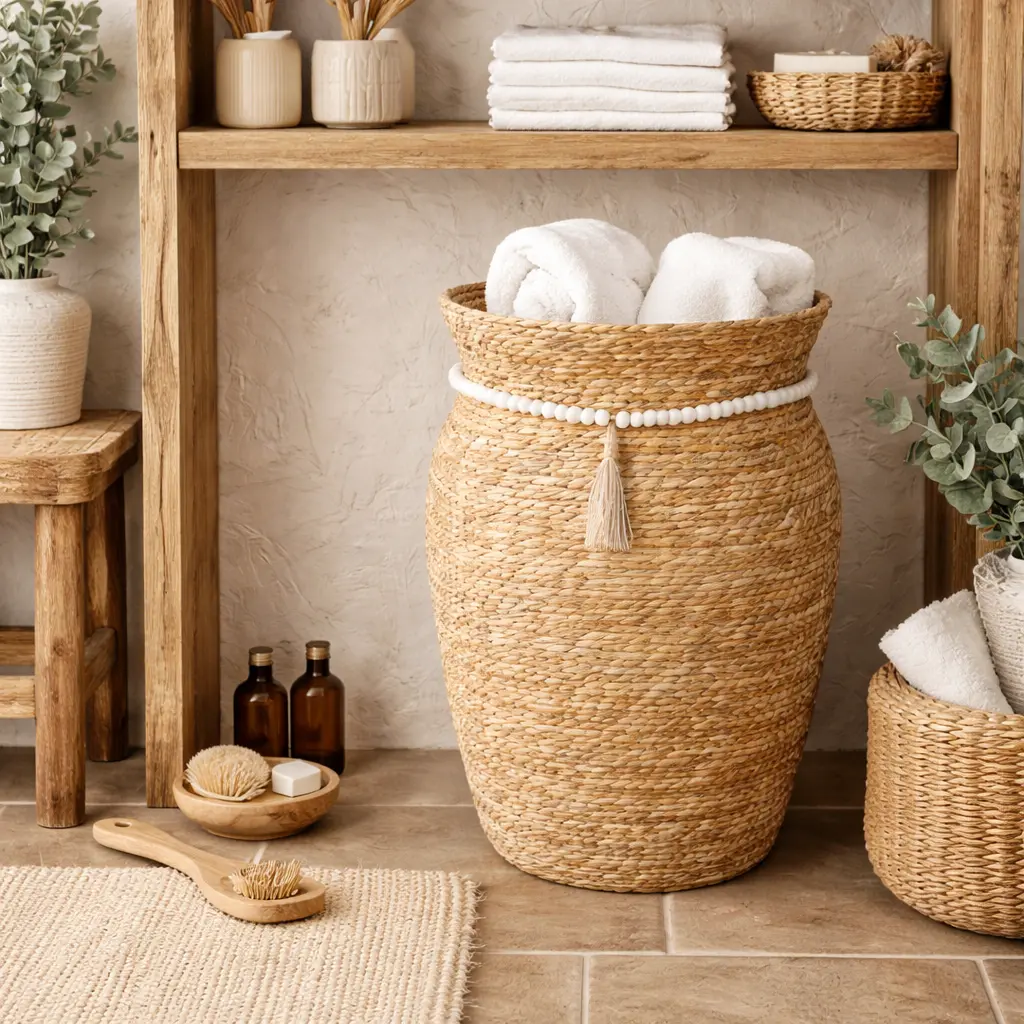 Grand Panier Vase avec perles 38 x 63 cm 