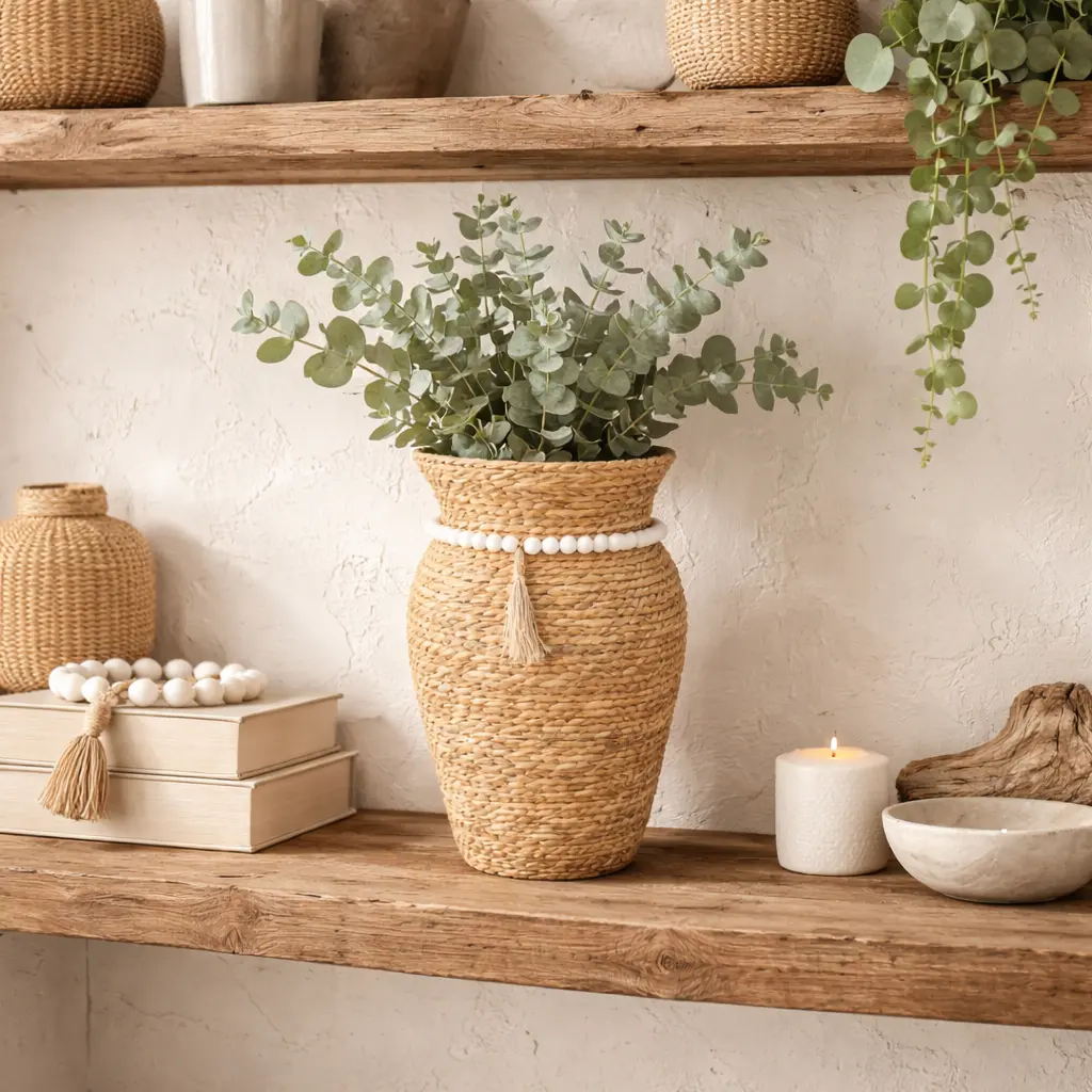 Petit Panier Vase avec perles 19*40 cm 