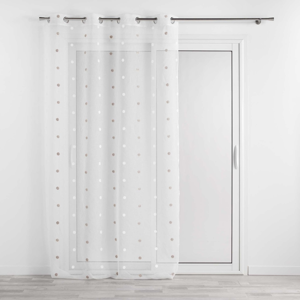 Panneau a oeillets 140 x 240 cm voile sable brode lorna blanc