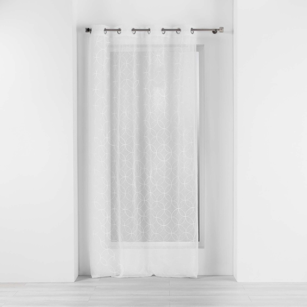 Panneau a oeillets 140 x 280 cm voile sable brode olympia blanc