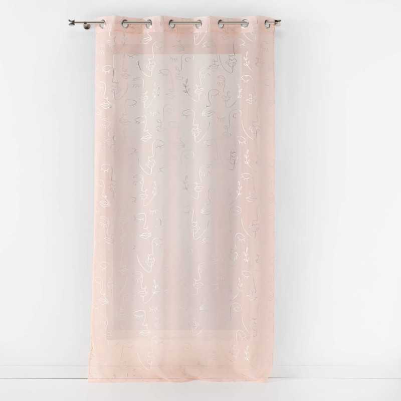 Pao 140x240 cm voile sable imp. metallise arty line rose/argent