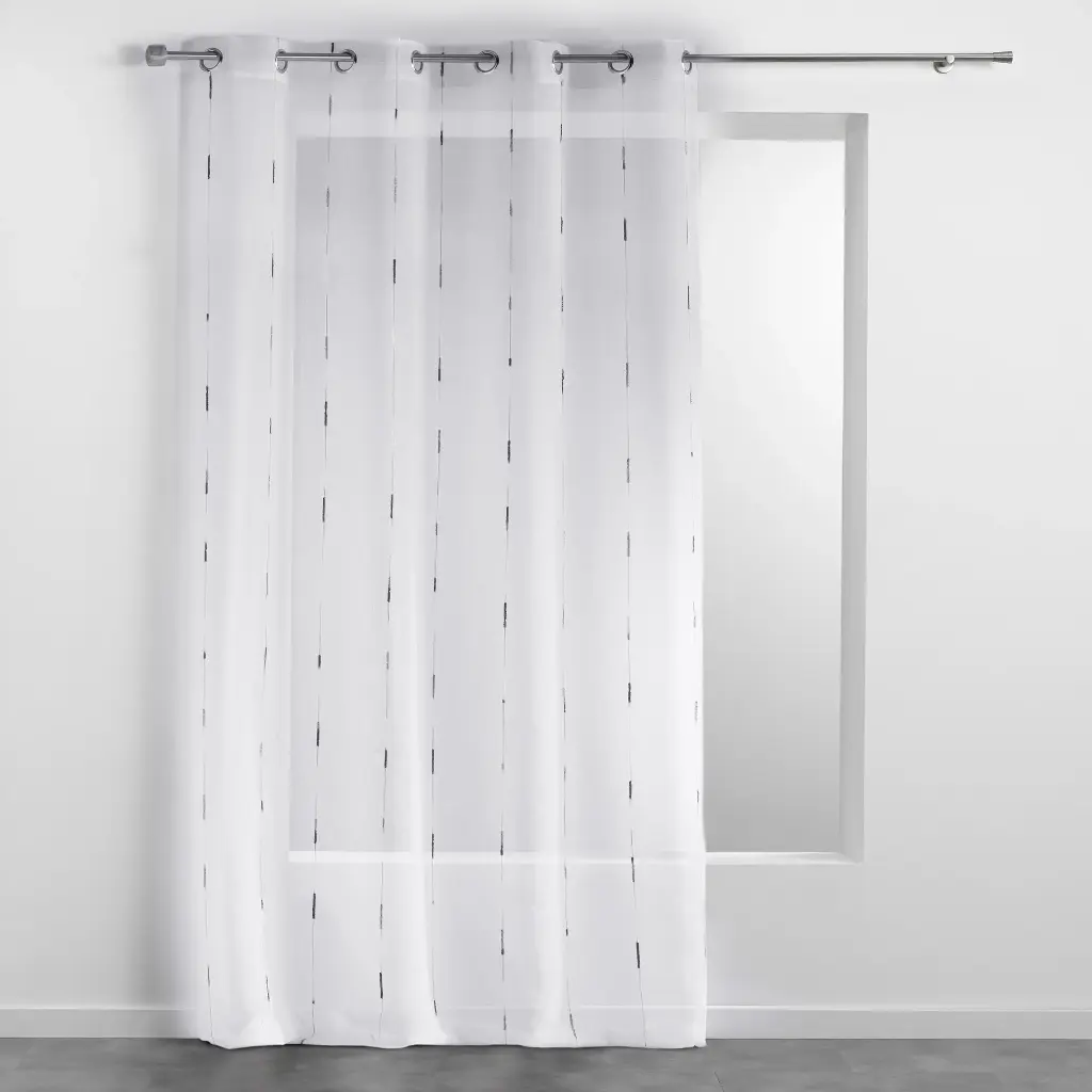 Panneau a oeillets 140 x 280 cm voile sable fils chenille chenilla gris