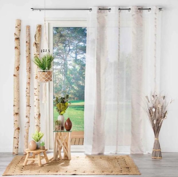 Panneau a oeillets 140 x 240 cm voile sable jacquard estella