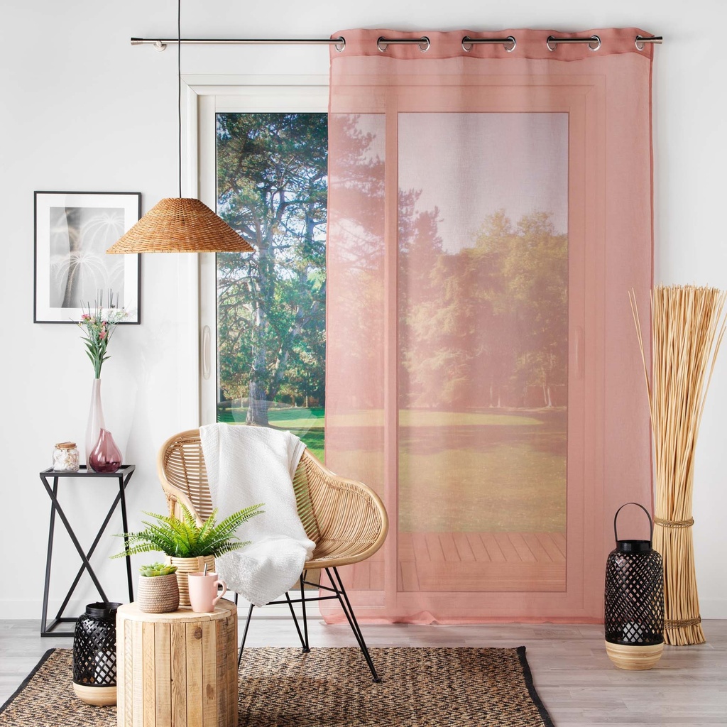 Panneau a oeillets 140 x 240 cm voile sable sandra rose