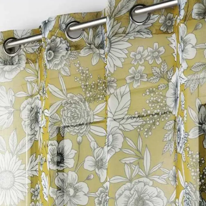 Panneau a oeillets 140 x 240 cm voile sable imprime milady jaune