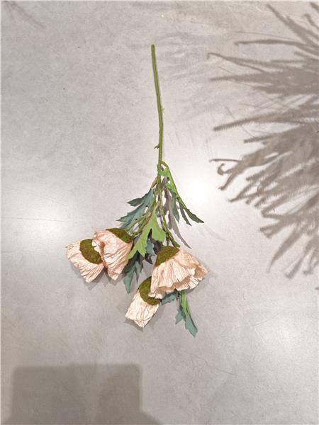 Fleur artificielle pavot rose pâle 45 cm - 292