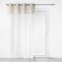 Panneau à oeillets 140 x 240 cm voile sable+top polycot+pompon samira blanc