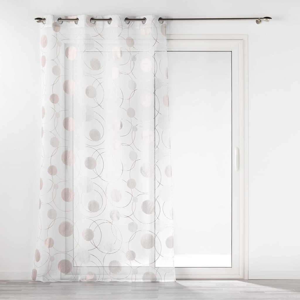 Panneau a oeillets 140 x 240 cm voile sable imprime metallise oliane