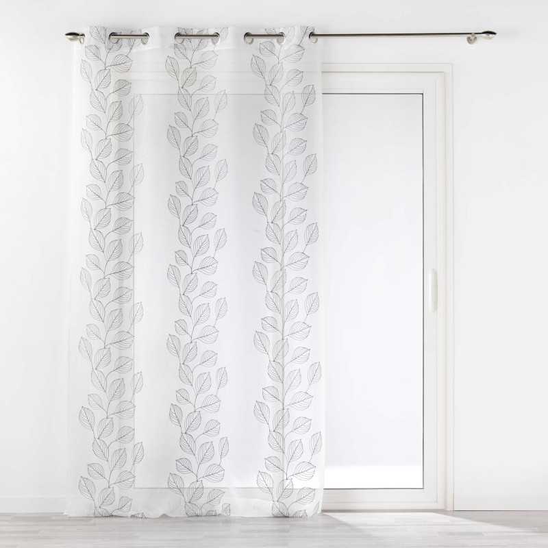 Panneau a oeillets 140 x 240 cm voile sable brode edenia gris