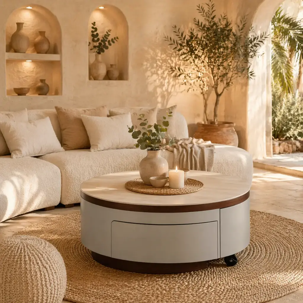 Table basse Ø85-130*40 cm - "Elwood"