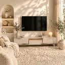Meuble TV 200*40*39 cm - "Élisa" Grège claire