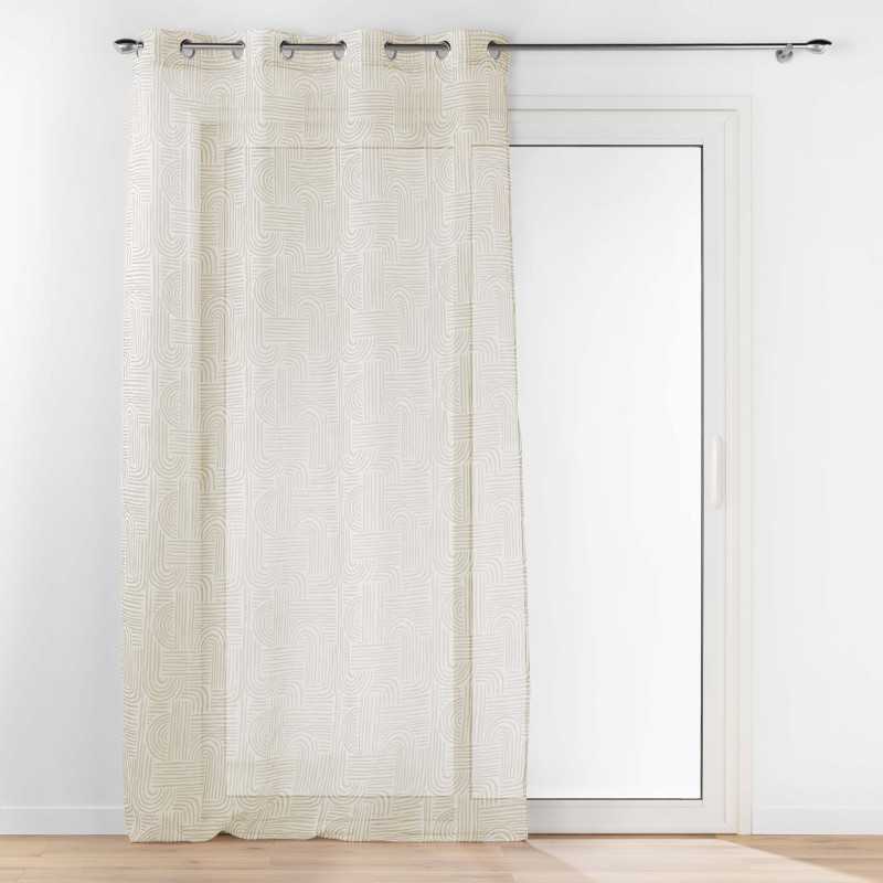 Panneau a oeillets 140 x 240 cm voile sable imprime pandore blanc