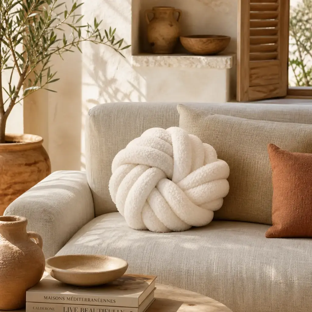 Coussin crème Ø33 cm - "TONNY"