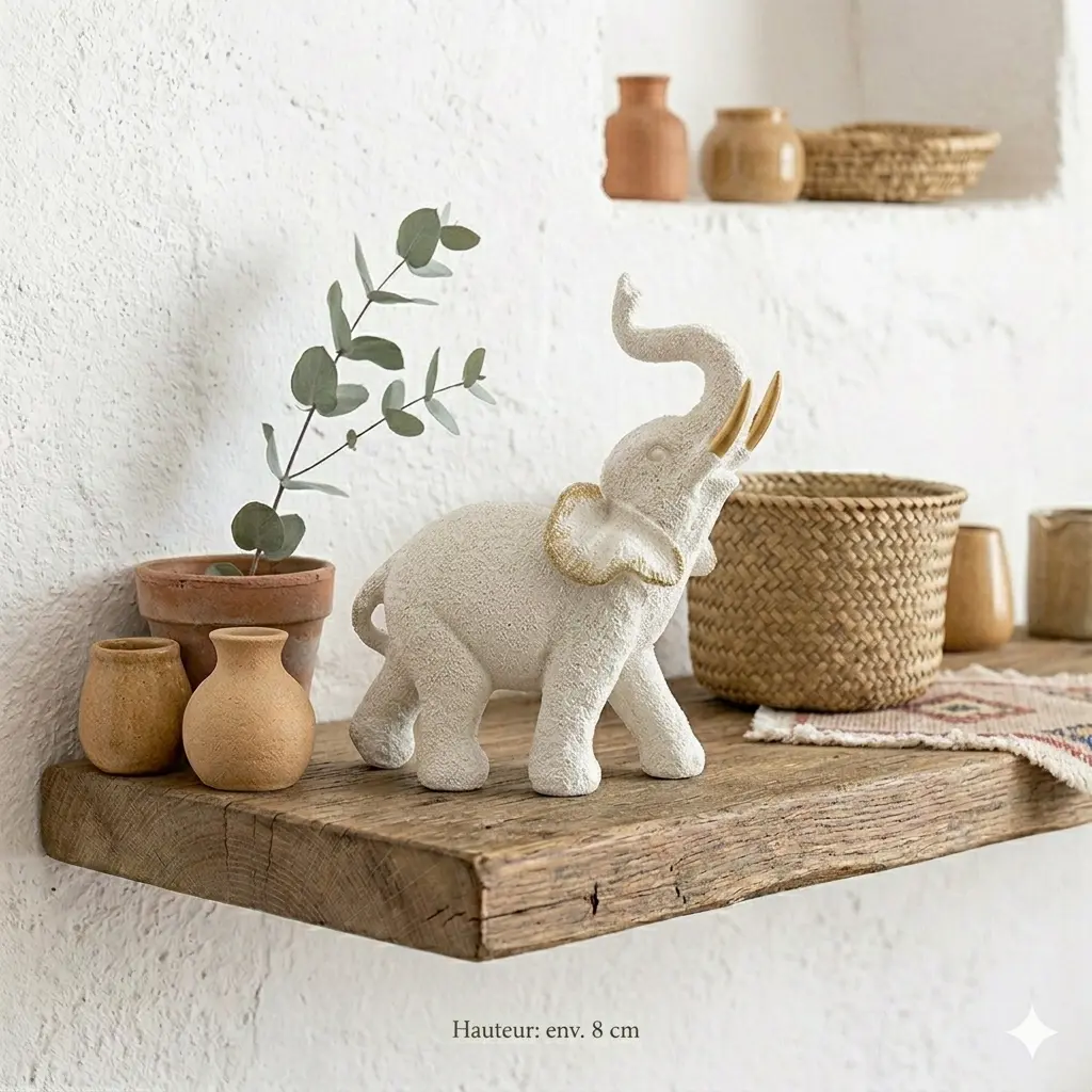 Éléphant 16.5*9*19 cm - "Sérénité d'Or"
