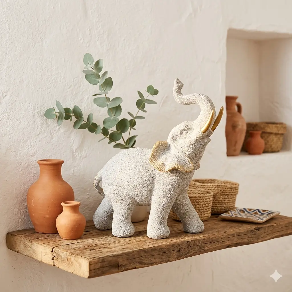 Éléphant 28*14*30 cm - "Sérénité d'Or"