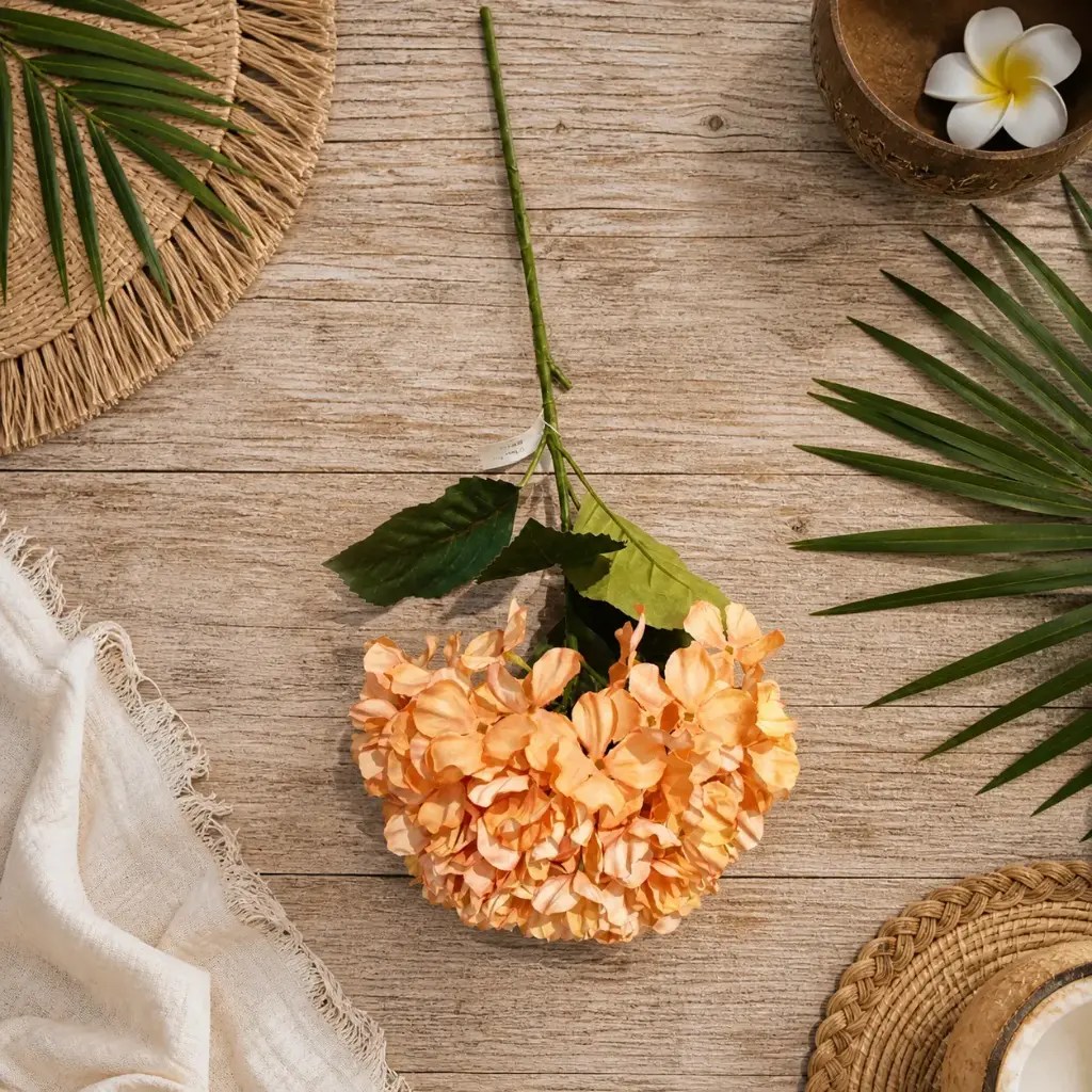 Tige hortensia pêche 94 cm