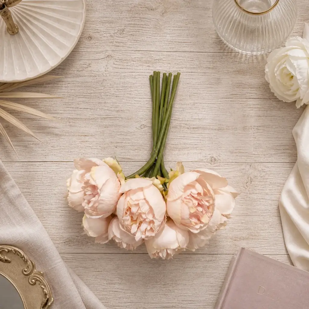 Bouquet de pivoines rose pâle 30 cm