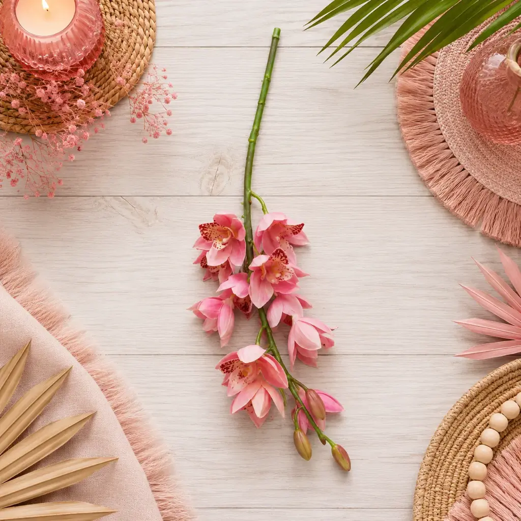 Tige de Cymbidium rose framboise 75 cm