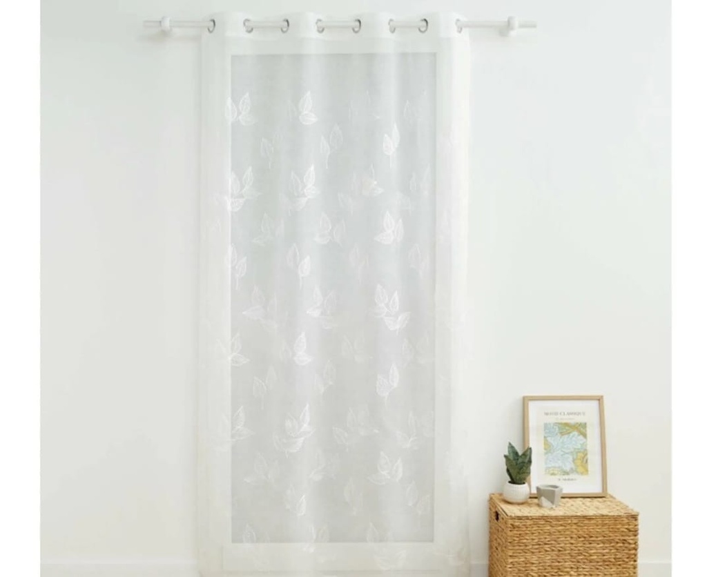 Panneau a oeillets 140 x 240 cm voile tisse applique karla taupe