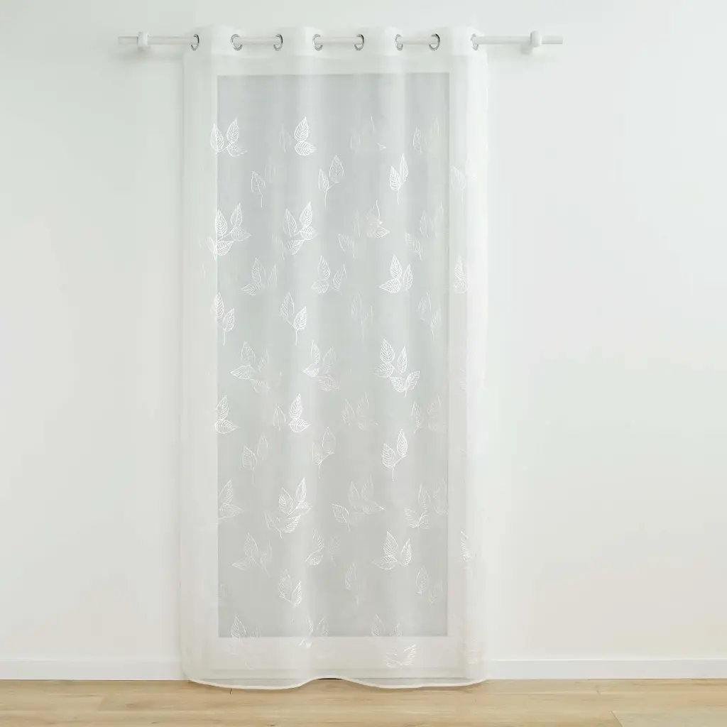 Panneau a oeillets 140 x 240 cm voile sable brode berry blanc