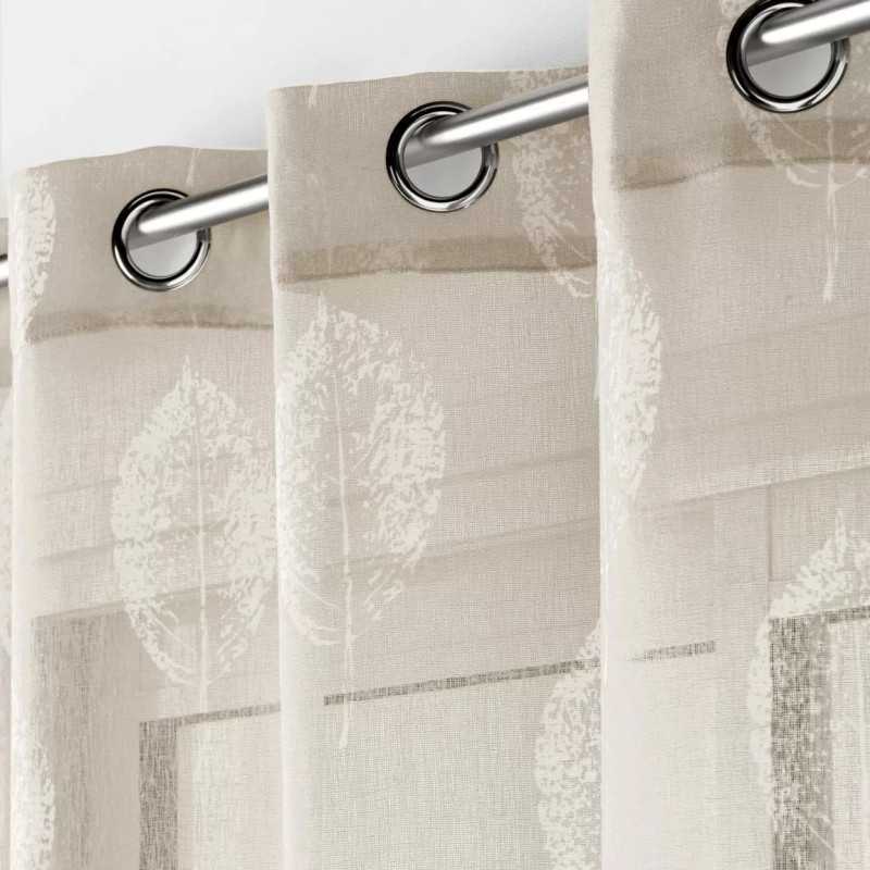 Panneau à oeillets 140 x 240 cm effet lin tisse imprime indila blanc