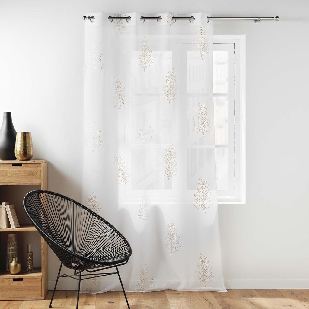 Panneau a oeillets 140 x 240 cm voile sable applique metallise venus