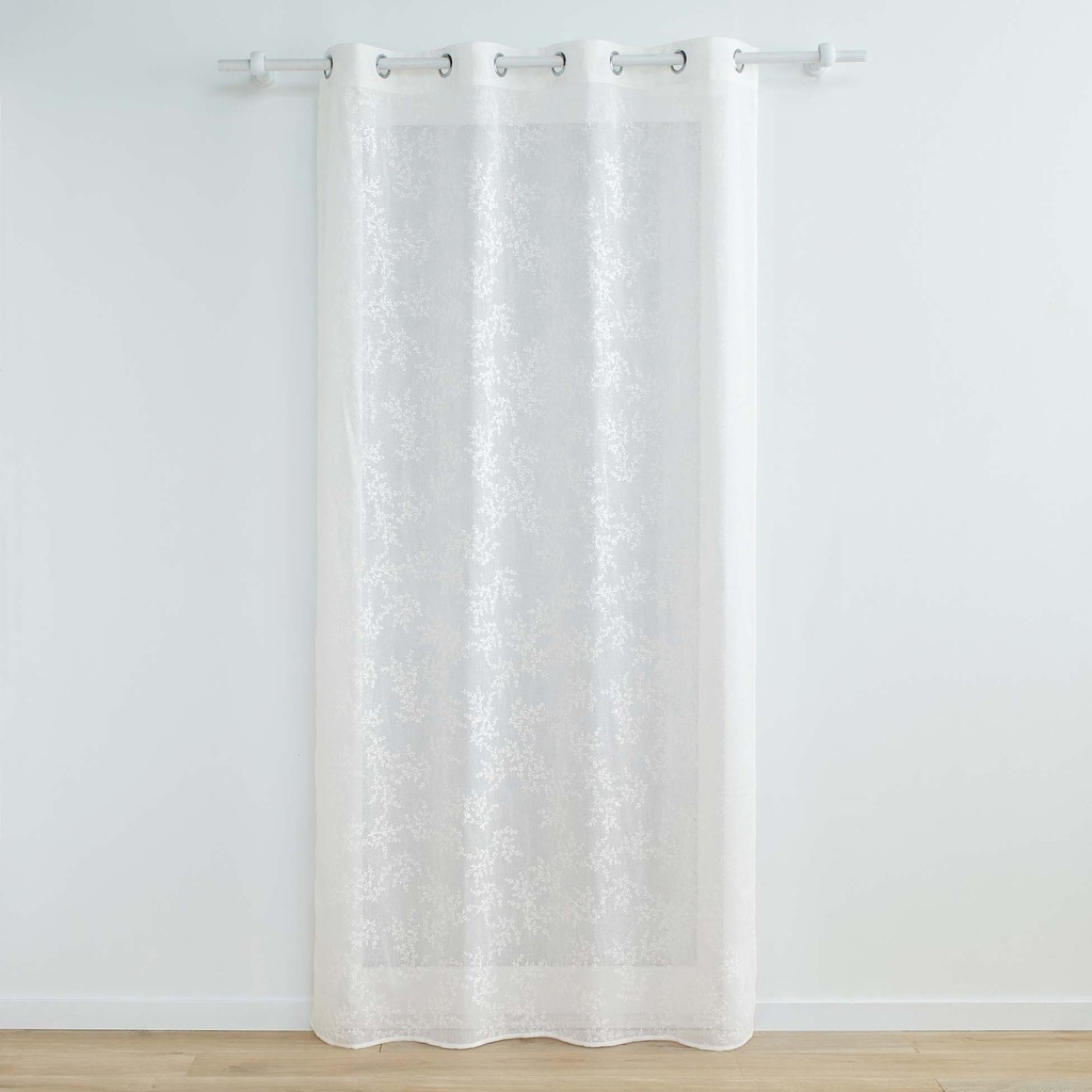 Panneau a oeillets 140 x 280 cm voile tisse applique karla blanc