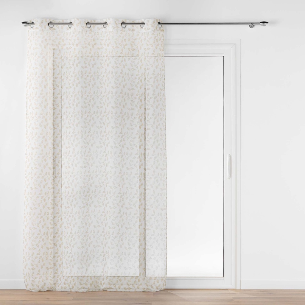 Panneau a oeillets 137 x 240 cm voile sable imprime farandole naturel