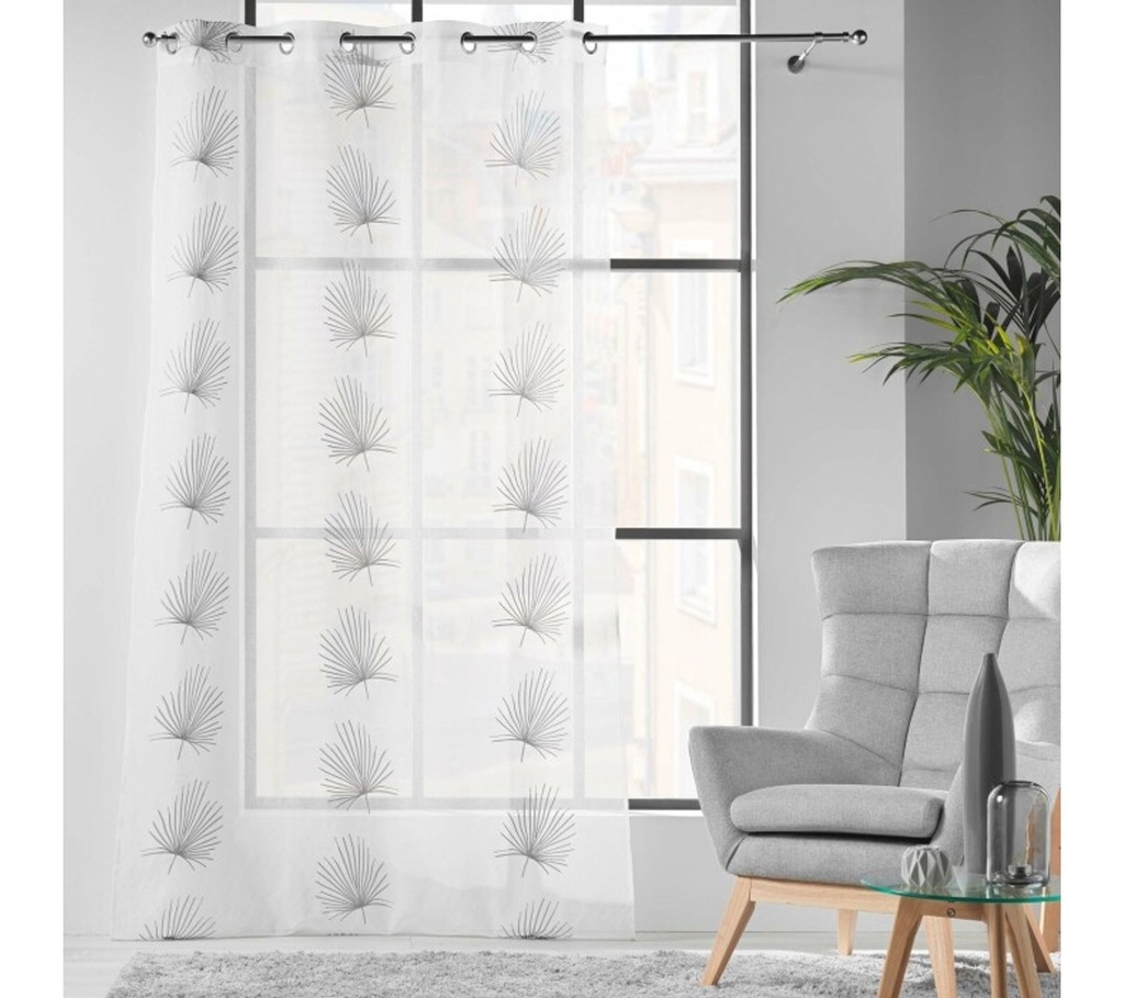 Panneau a oeillets 140 x 240 cm voile devore metallise magnolia