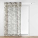 Panneau a oeillets 140 x 240 cm effet lin tisse imprime ginko blanc