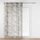 Panneau a oeillets 140 x 240 cm effet lin tisse imprime ginko noisette