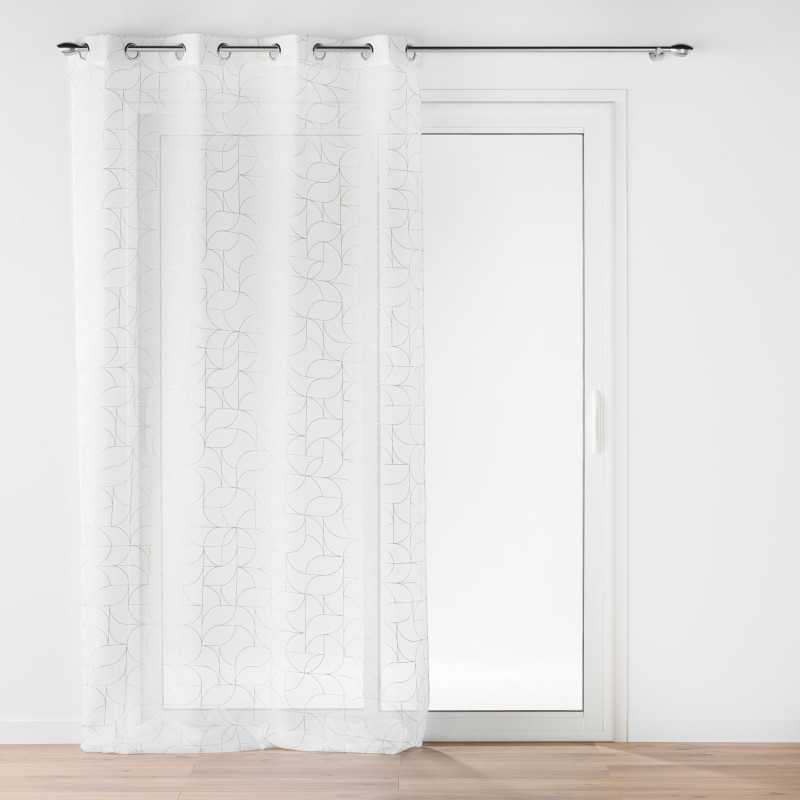 Panneau à oeillets 140 x 240 cm voile sable imprime metallise louxor blanc