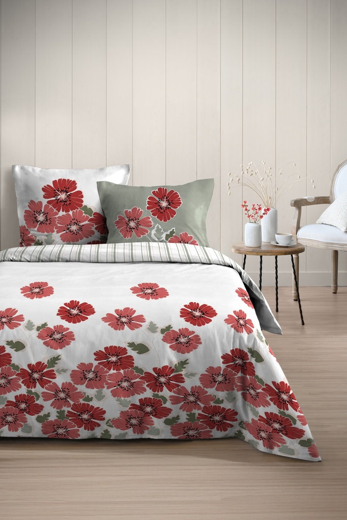 Parure housse de couette florence rouge 240x220 cm