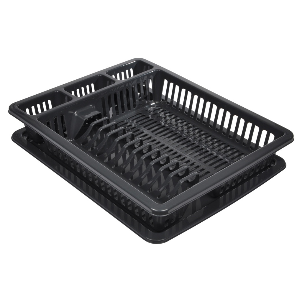 Grand egouttoir avec plateau plastique 45,5*36*h7,5cm anthracite