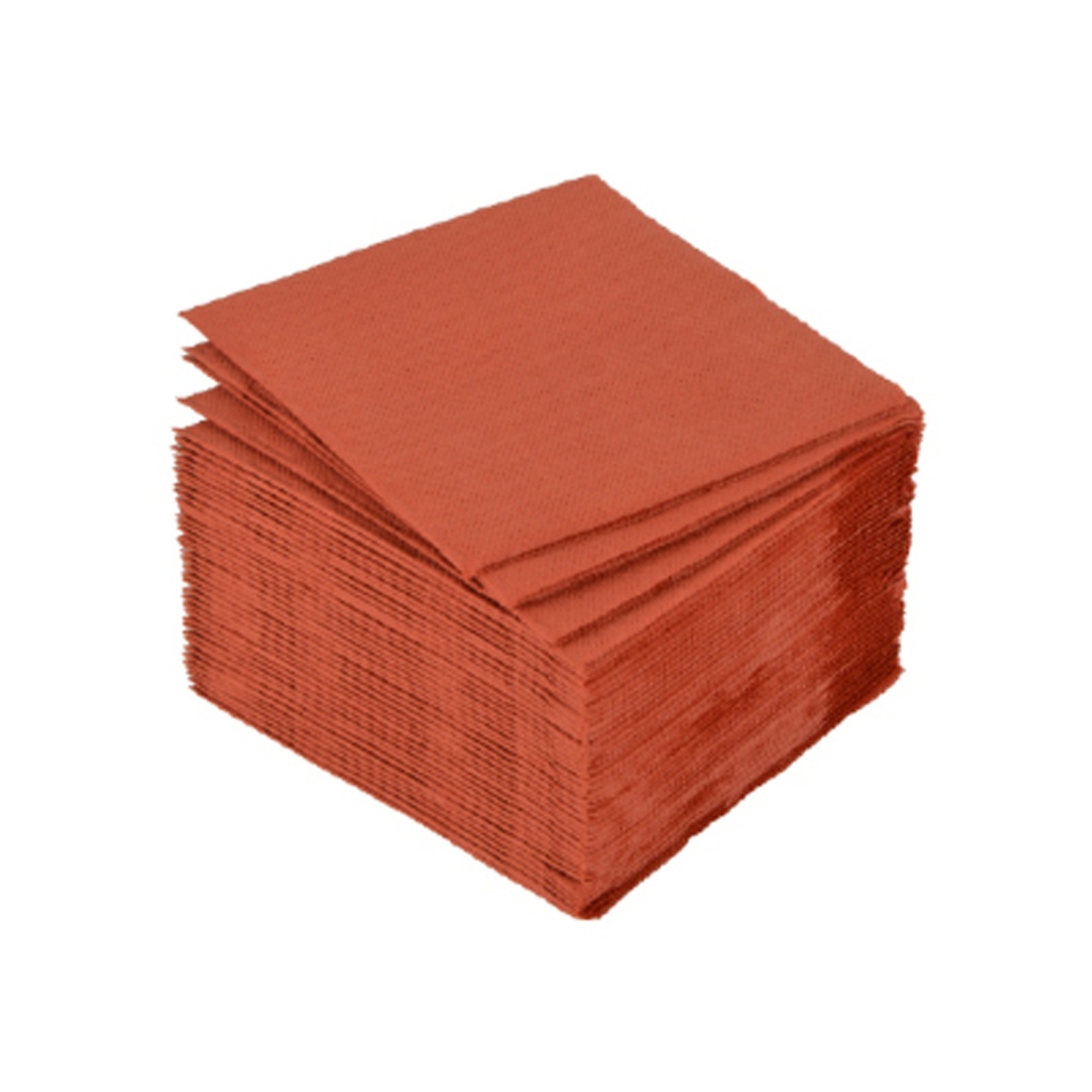 Set de 40 serviettes cocktail microgaufrées 2 plis 25*25cm terracotta
