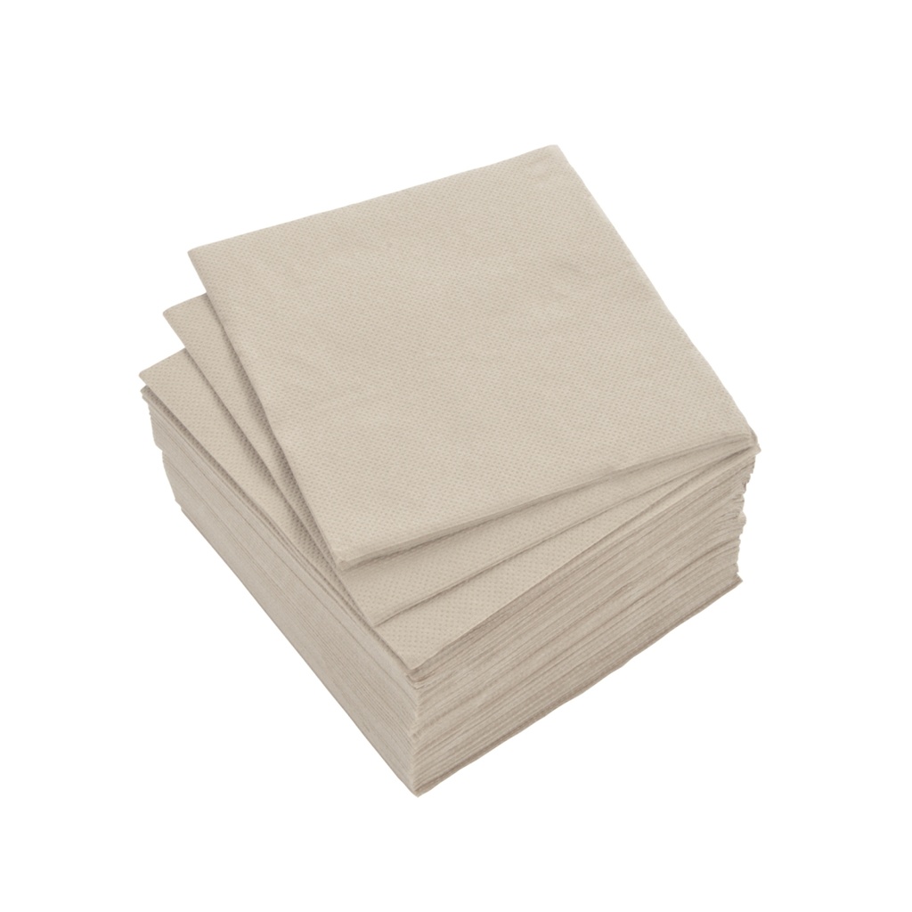 Set de 40 serviettes cocktail microgaufrées 2 plis 25x25cm lin
