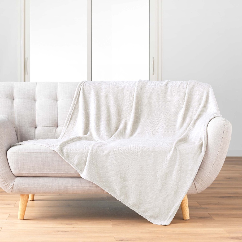 Plaid 125 x 150 cm flanelle relief unie nelia naturel