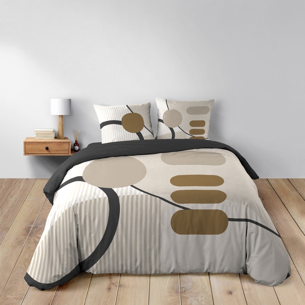 Parure 3 p. 240 x 220 cm imprime 42 fils dessin place santana naturel