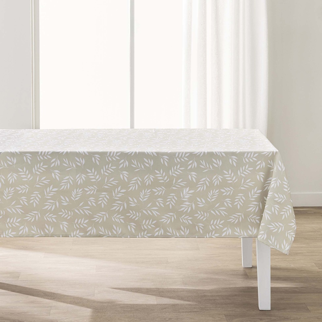 Nappe rectangle 145 x 240 cm polyester imprime milova naturel