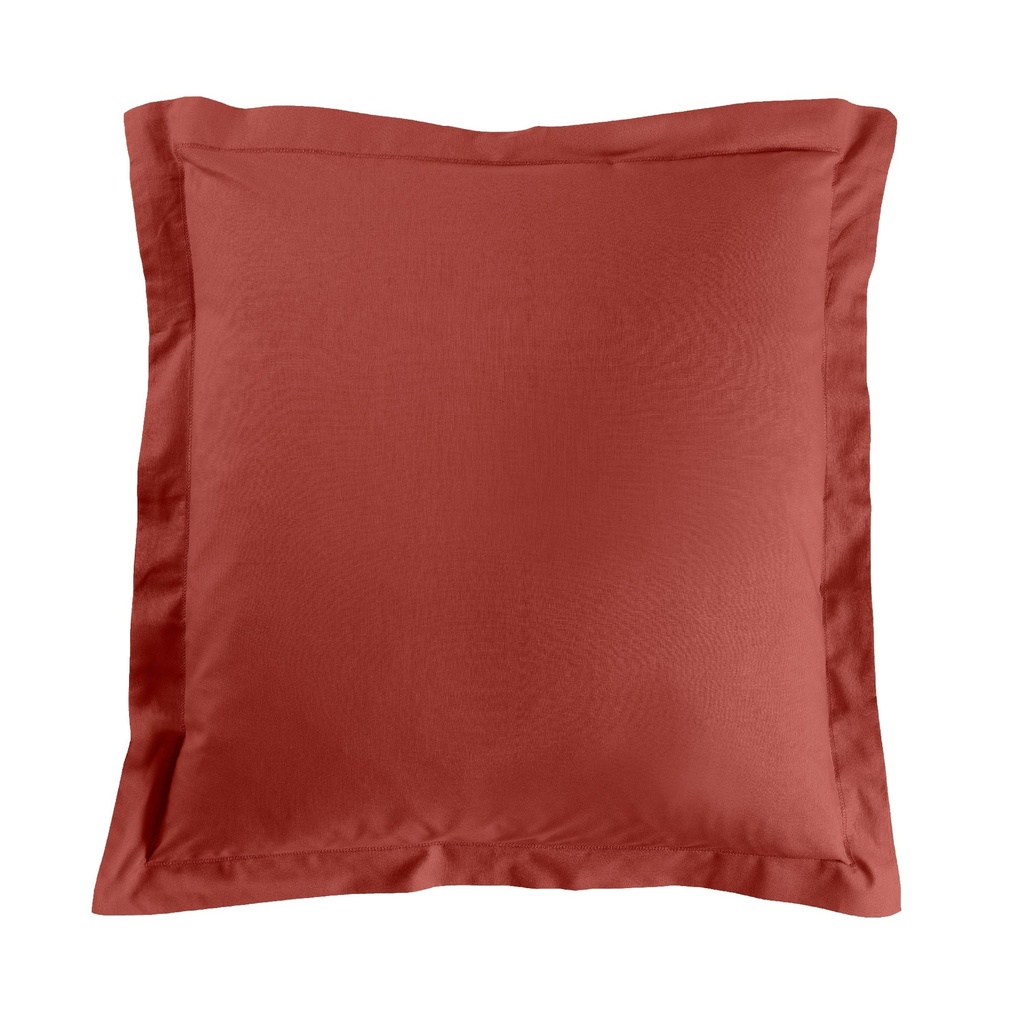 Taie d'oreiller vp 63 x 63 cm uni 57 fils lina terracotta +point bourdon