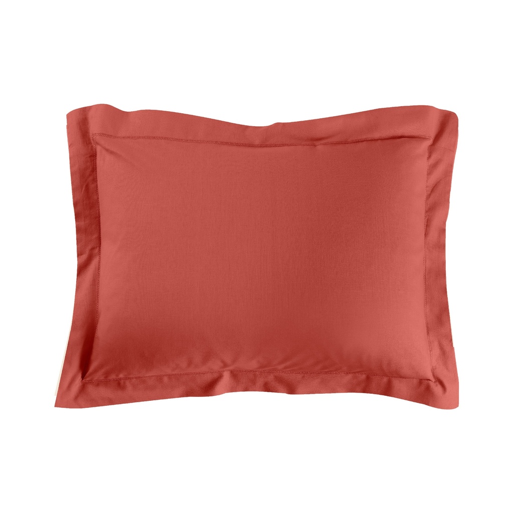 Taie d'oreiller vp 50 x 70 cm uni 57 fils lina terracotta +point bourdon