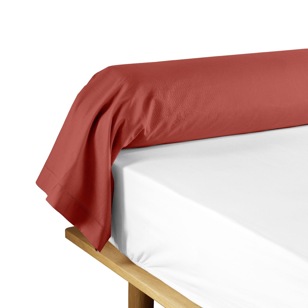 Taie de traversin 85 x 185 cm uni 57 fils lina terracotta +point bourdon