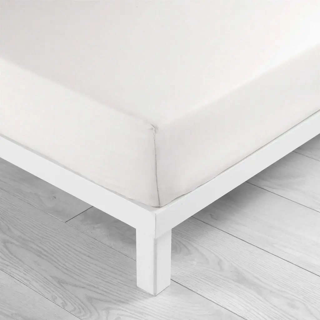 Drap housse 2 personnes 140 x 200 cm uni 57 fils lina blanc