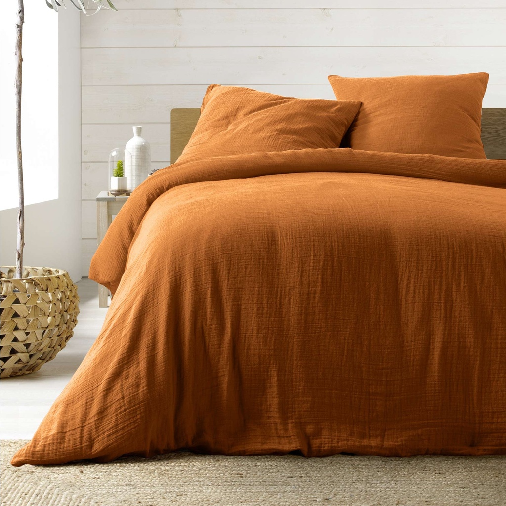 Parure 3 p. 240 x 220 cm double gaze coton uni 57 fils angelia caramel