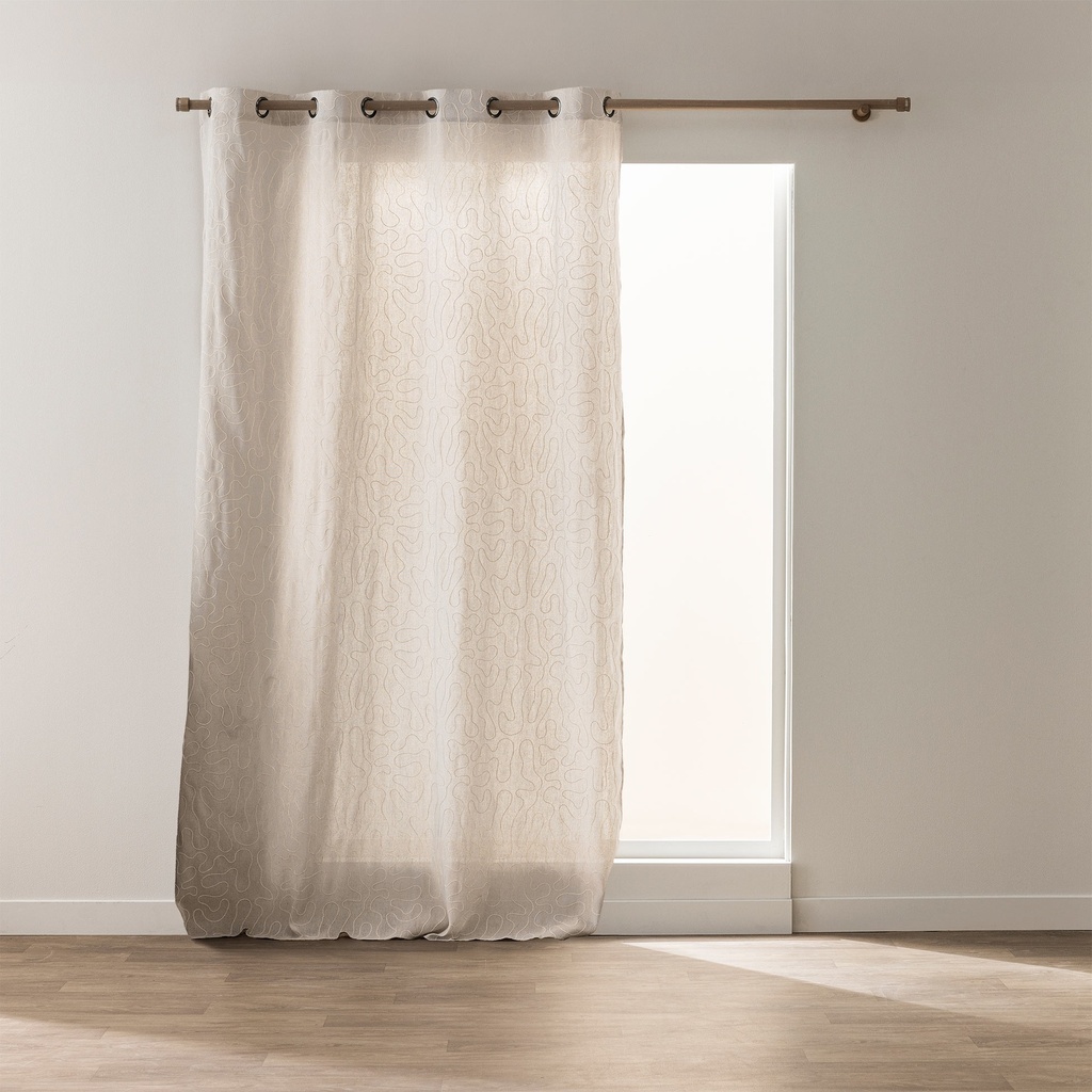 Rideau a oeillets 140 x 240 cm polycoton uni+fantaisie cirana