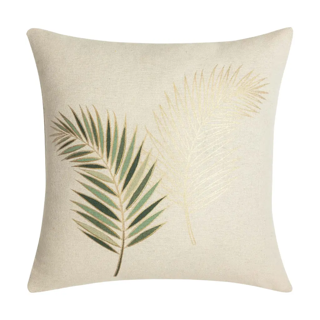 Coussin dehous. compr. 45x45 cm polycoton imp. metallise isadora sauge des place