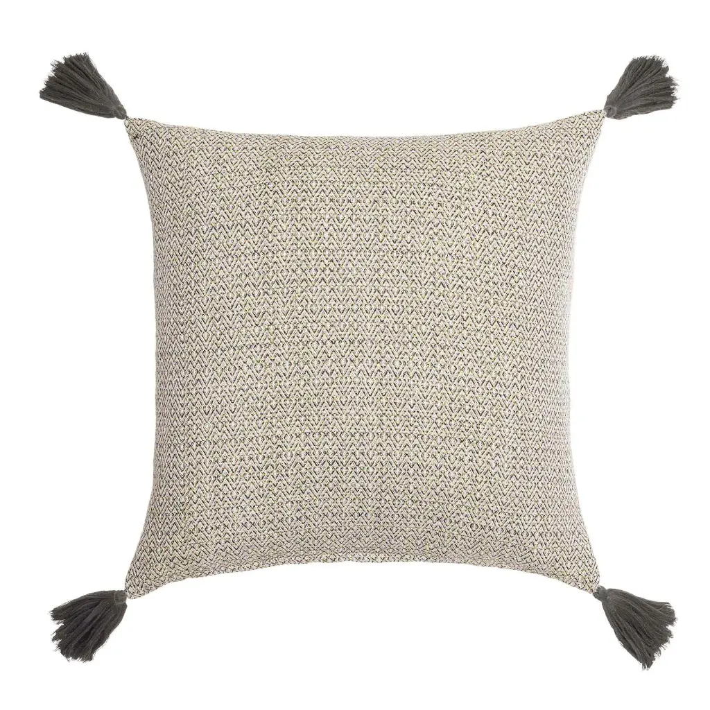 Coussin dehous. compr. pompons 45 x 45 cm coton/polyester+fils metal. manolo