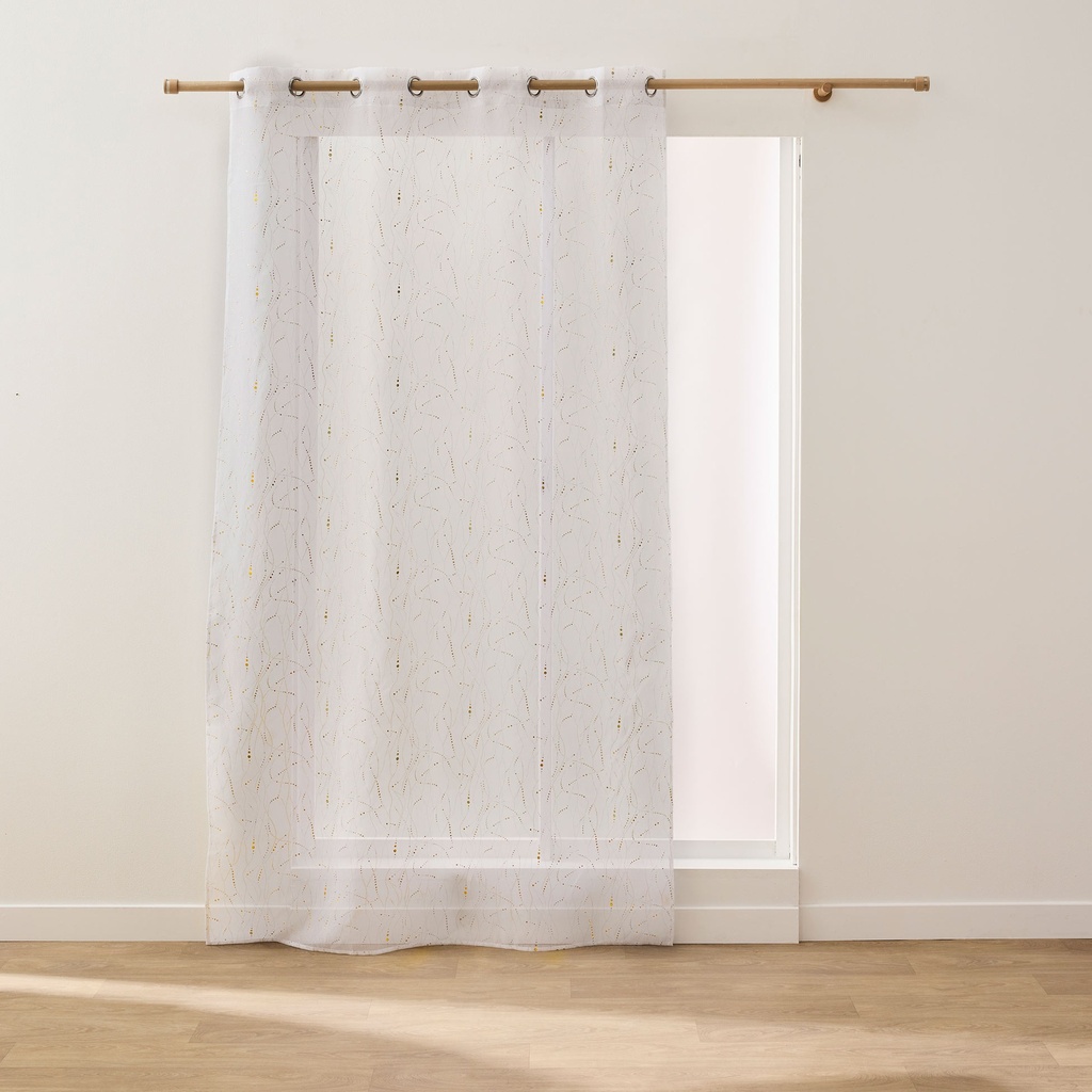 Panneau a oeillets 140 x 240 cm voile sable applique metallise angeline